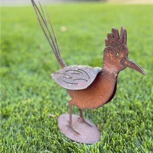Rustic Metal Bird Garden Accent - Brown